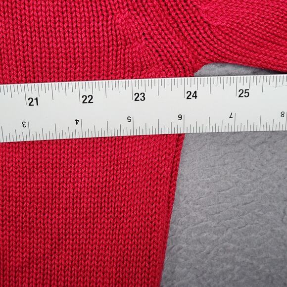 Vintage Lands End Sweater Mens Large Tall Red Drifter V Neck Knit Made USA 90s - Picture 3 of 11